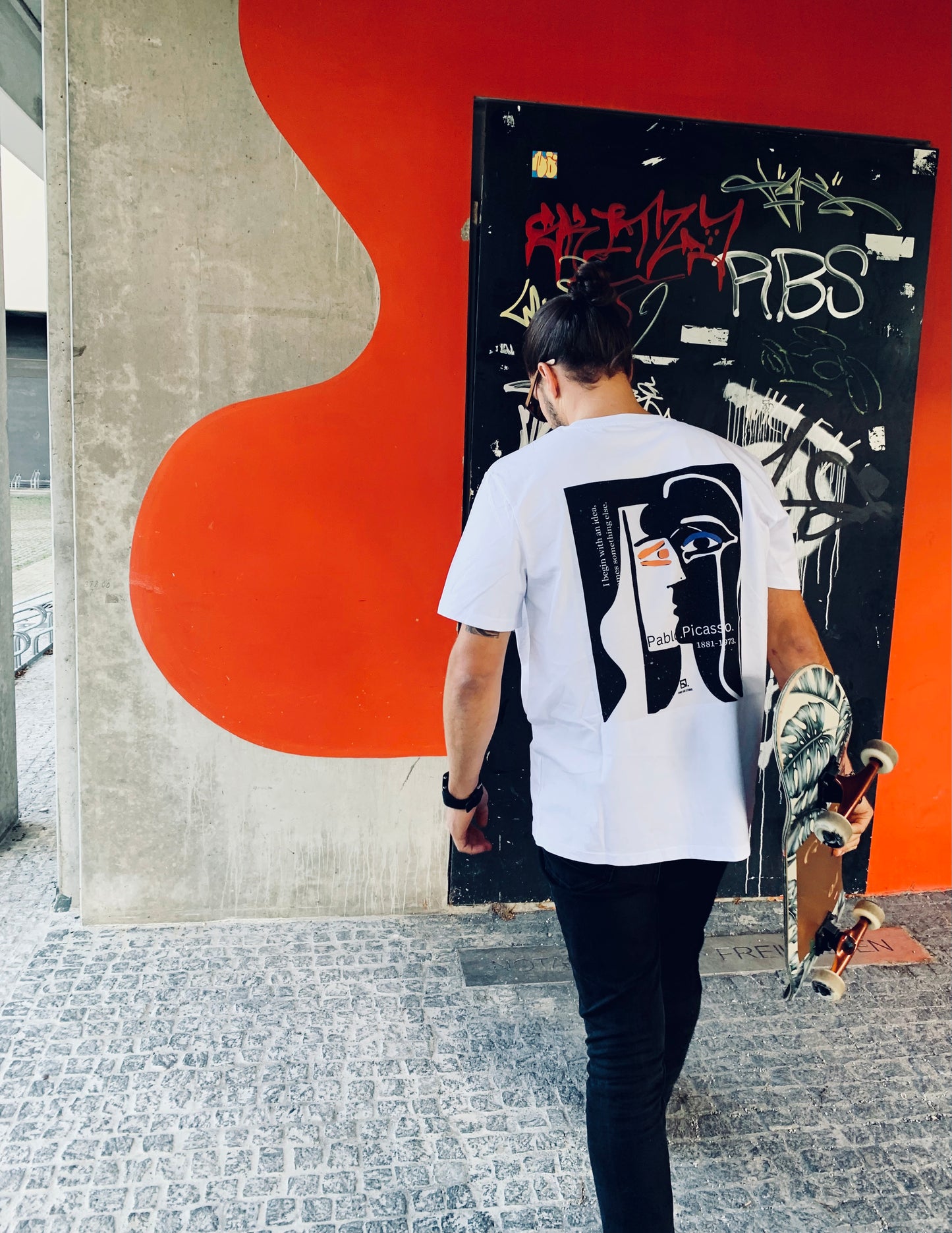 Picasso. white unisex t-shirt. custom art design