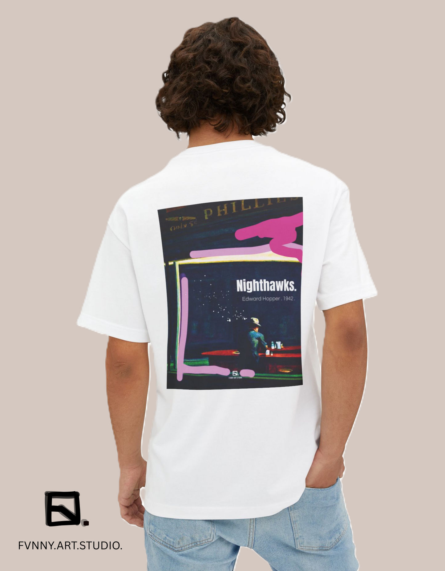 Coffee at night. white unisex t-shirt. custom art design