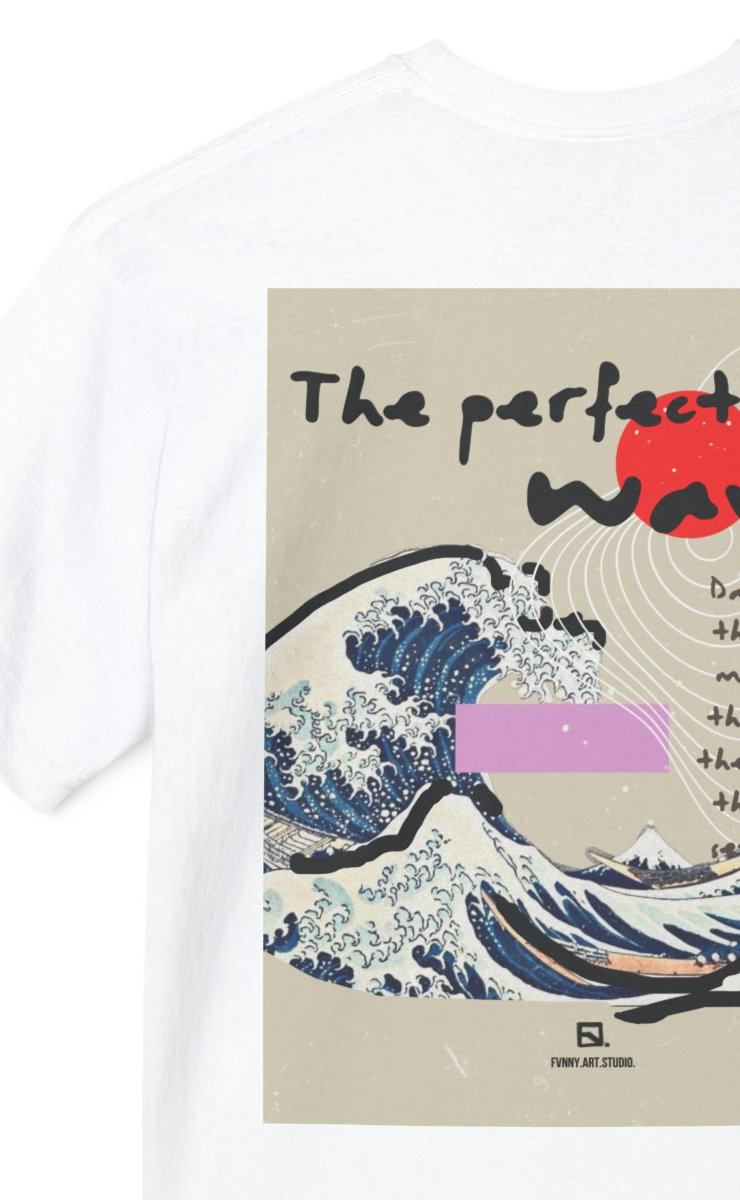 The wave. white unisex t-shirt. custom art design