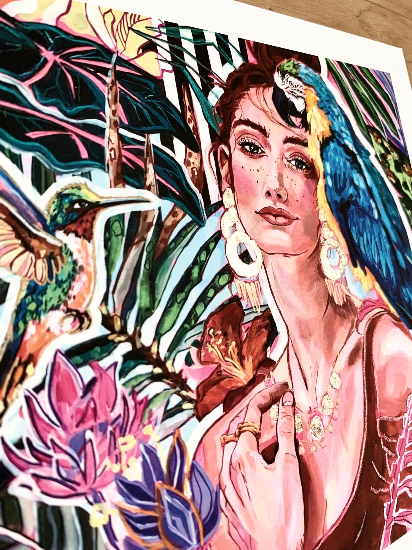 Woman with parrot.
