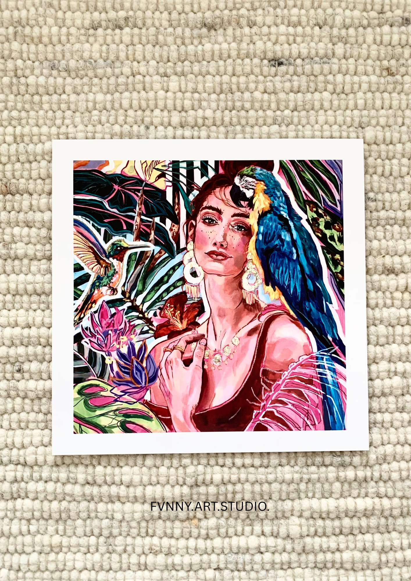 Woman with parrot.